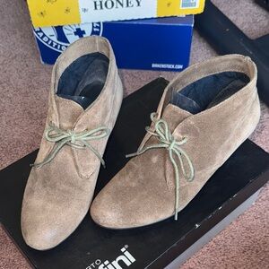 Umberto Raffini Taupe Suede Lace-Up Booties